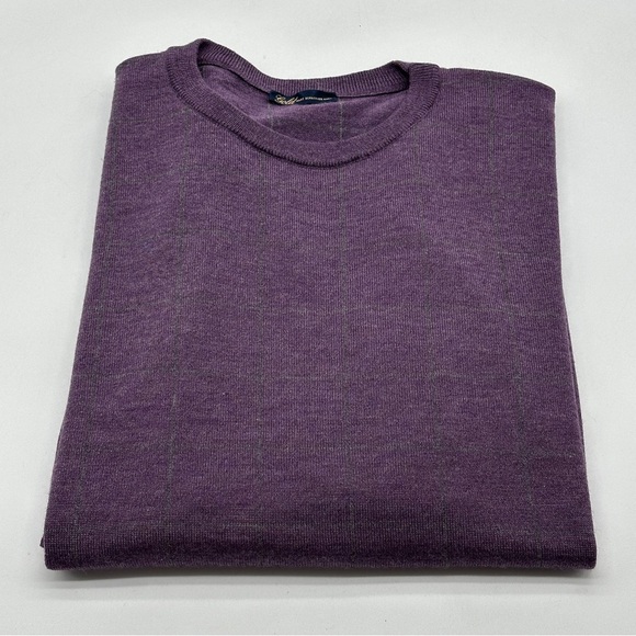 $89.50 Hart Schaffner Marx Crew Neck Sweater Silk Merino Wool Purple HTR, XLg - Picture 1 of 11